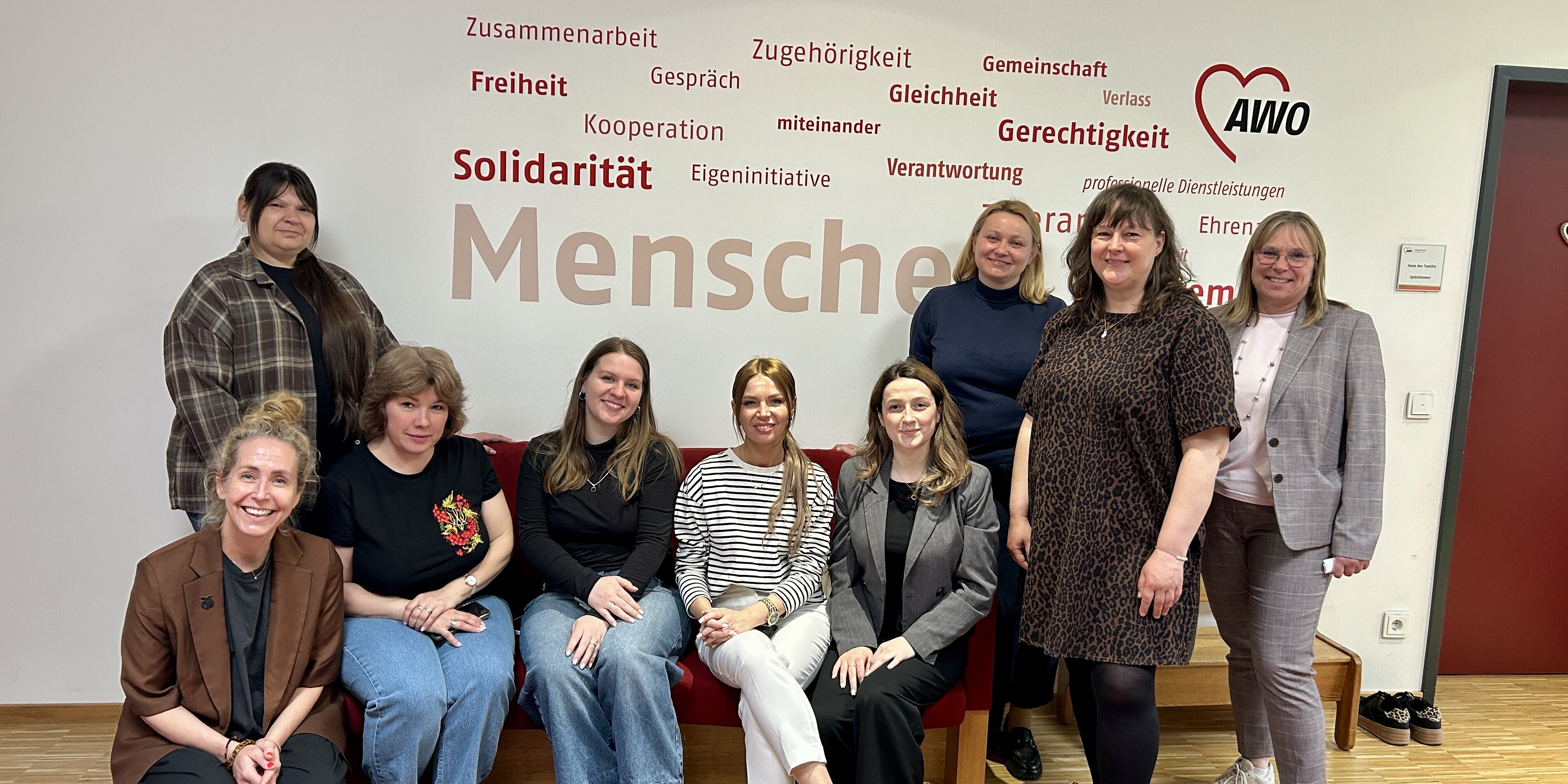 Ukrainische Delegation mit den AWO-Vertreterinnen Anke Reiser, Evelyn Jonschel und Silke Scherer (AWO-Vorständin)