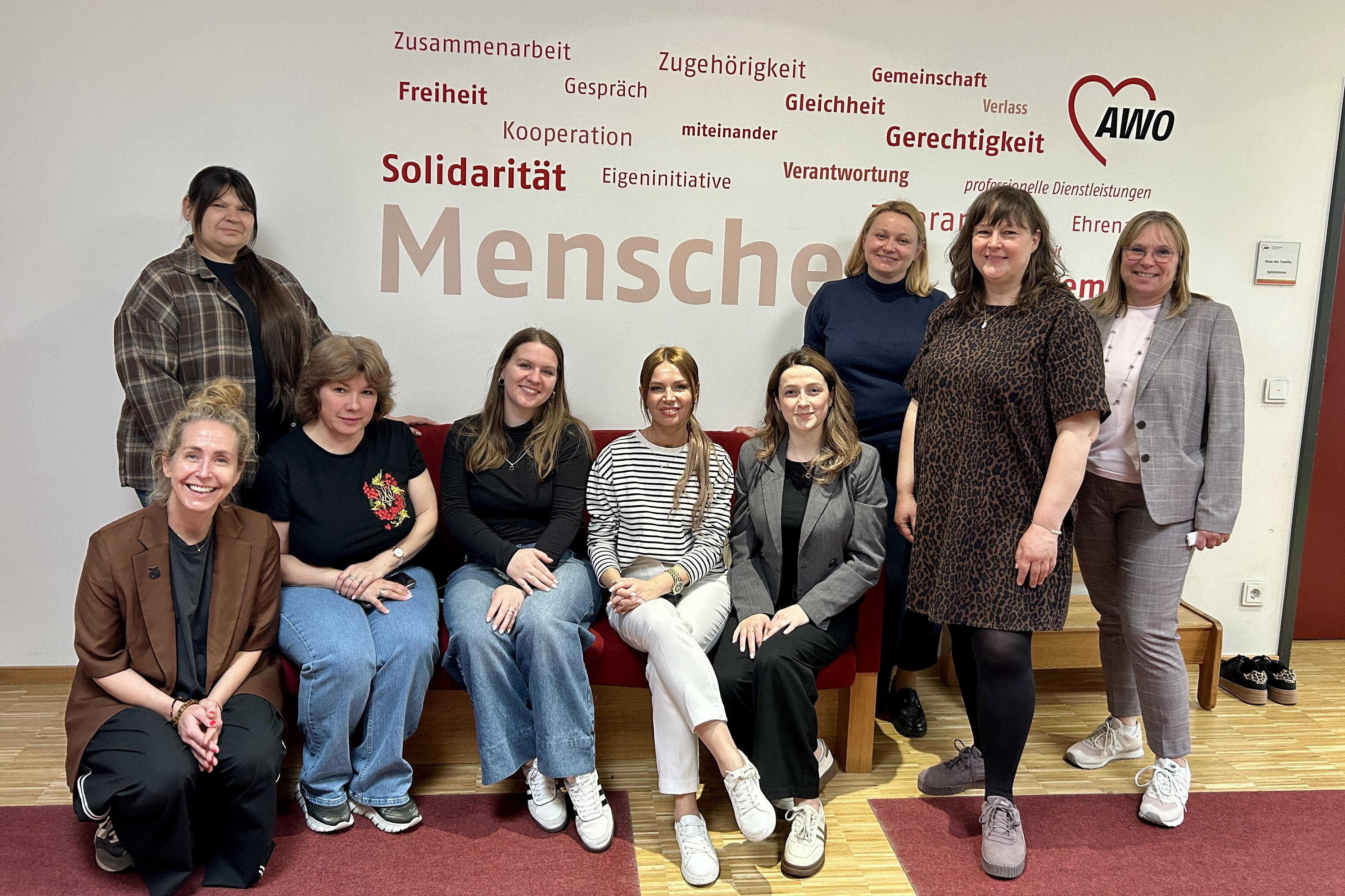 Ukrainische Delegation mit den AWO-Vertreterinnen Anke Reiser, Evelyn Jonschel und Silke Scherer (AWO-Vorständin)